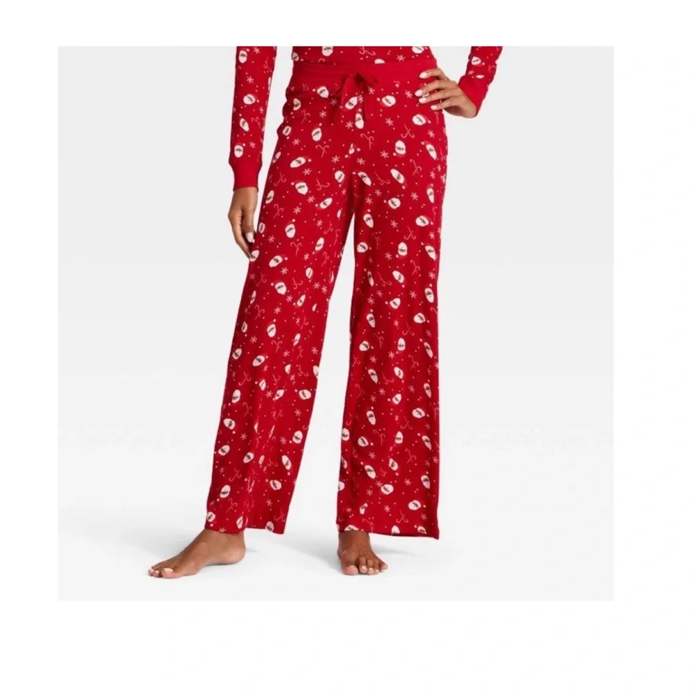 Wondershop Red Christmas Pajama Pants White Snowflakes Candy Cane Santa Claus XS - Picture 3 of 10